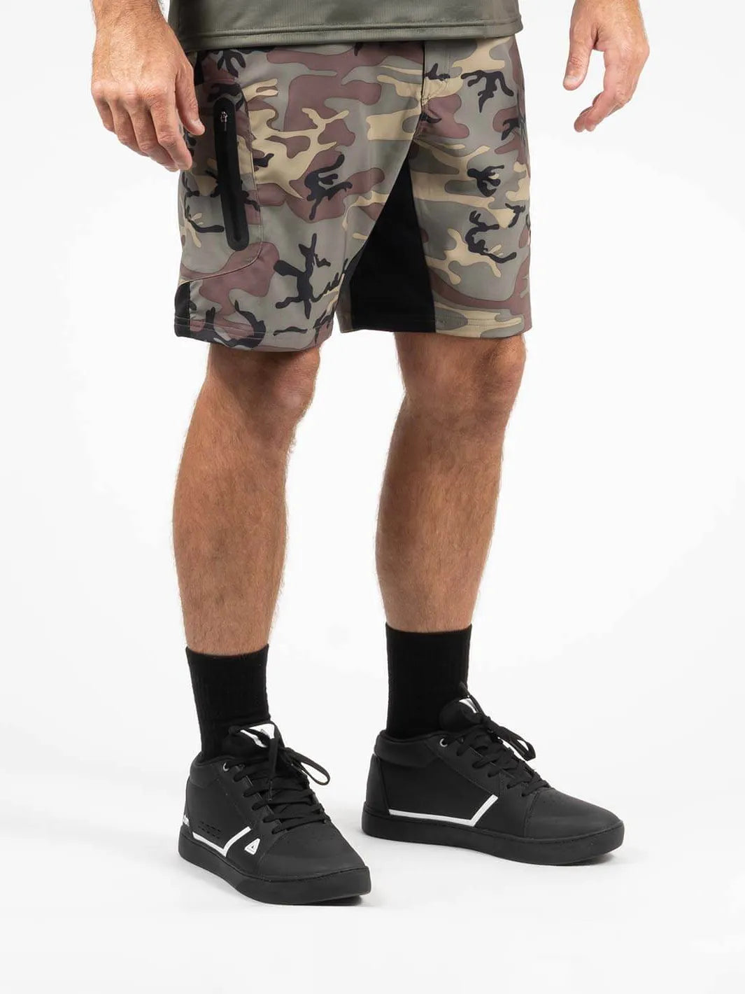 Green Camo Ether 9 Camo Shorts#color_green-camo